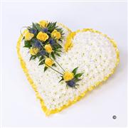 Classic White Heart with Yellow Roses 20 inches