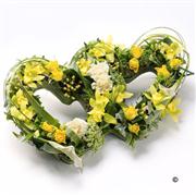 Double Heart Tribute Yellow 25 inches