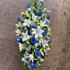 Blue &amp; White Casket Spray 4ft