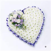 Classic White Heart with White Roses 20 inches