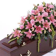 Lily and Rose Casket Spray - Pink 4ft
