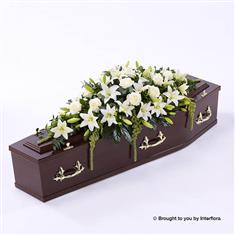 Lily and Rose Casket Spray - White 4ft