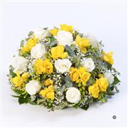 Rose and Freesia Posy In Yellow and White - 12 Inches
