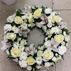 White Rose and Orchid Wreath