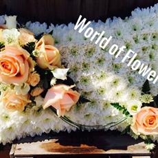 Pillow In Peach &amp; White - 17 Inches