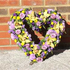 Open Heart In Lilac &amp; Yellow - 22 Inches