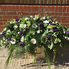 Mixed Casket Spray - Purple &amp; White