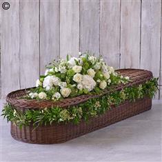 White Casket Spray Large and Garland