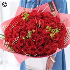 Valentine&#39;s 50 Red Rose Hand-tied