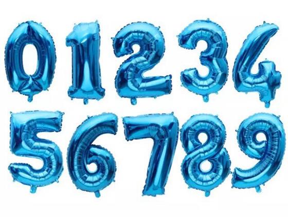 Blue foil number shop balloons
